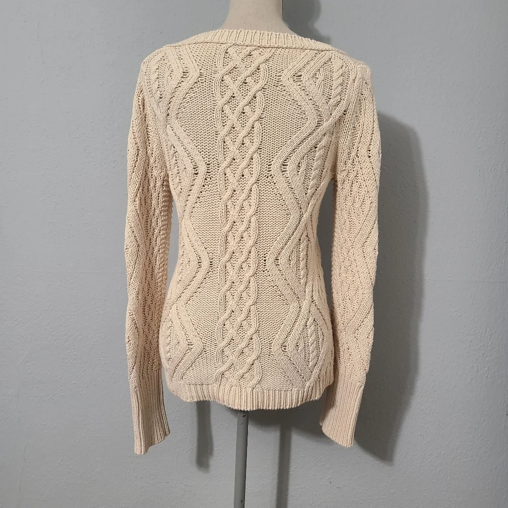 J Crew Cable Knit‎ Heavy Weight Fisherman Sweater Size XS